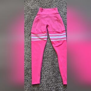 SOLD Bombshell Sportswear Vibrant Pink Leggings with White Accents